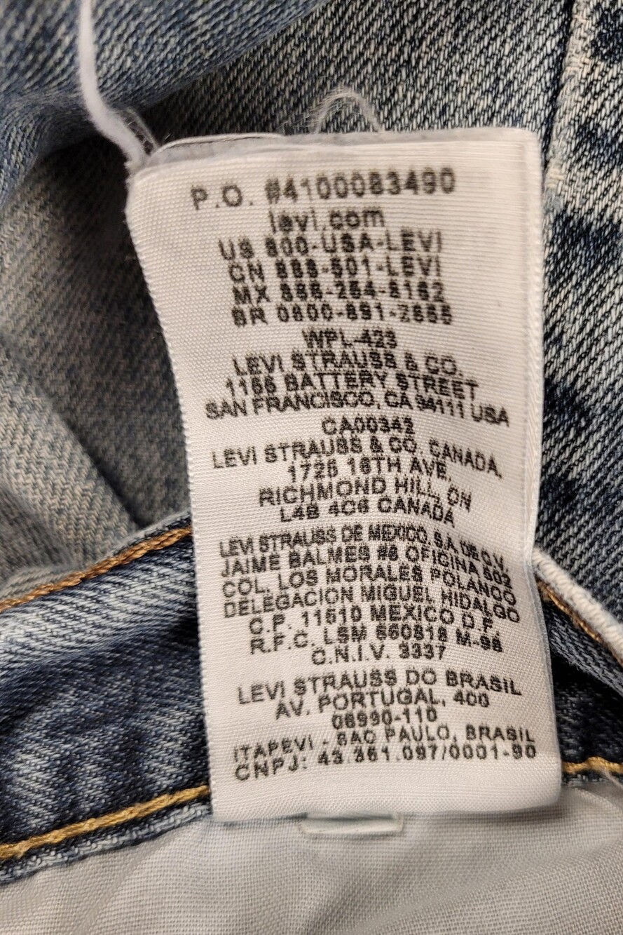 Levis 514 Jeans Mens 32x30 Blue Slim Straight Leg Medium Wash Distressed Denim - Picture 9 of 16